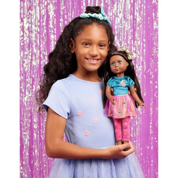 🆕 Reborn Fashion Doll Black Hair Shiny Top Pom – Pom Skirt Roller Skate Odessa - Picture 2 of 7